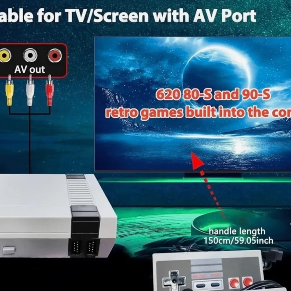 Classic Retro Gaming Console with Controllers - Gray